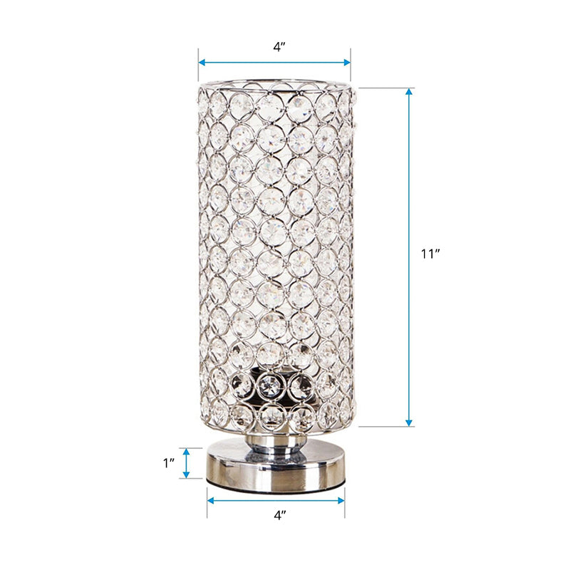 Moderne Krystal Bordlampe med Krom Finish