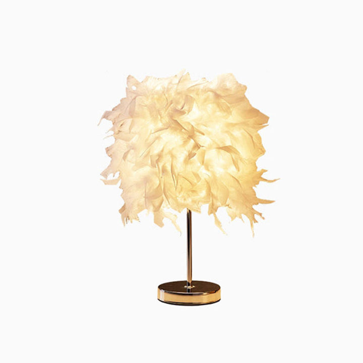 Cylindrisk Hvid Bordlampe med Metalbase
