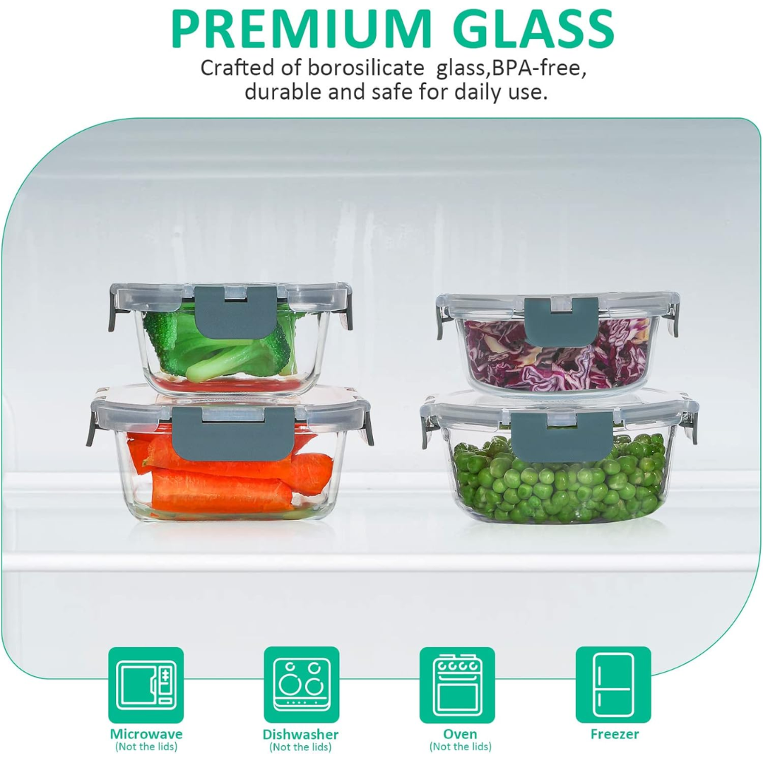 Lufttætte Glas Opbevaringsbeholdere Sæt - 24 Stk.