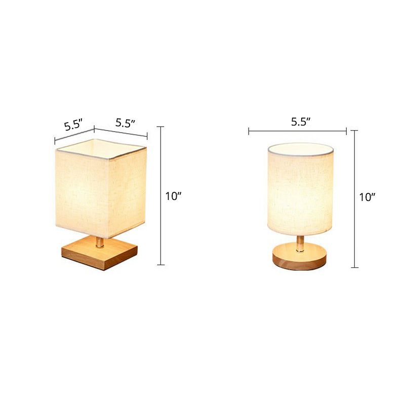 Bordlampe i Linned med Træbase - Minimalistisk Design