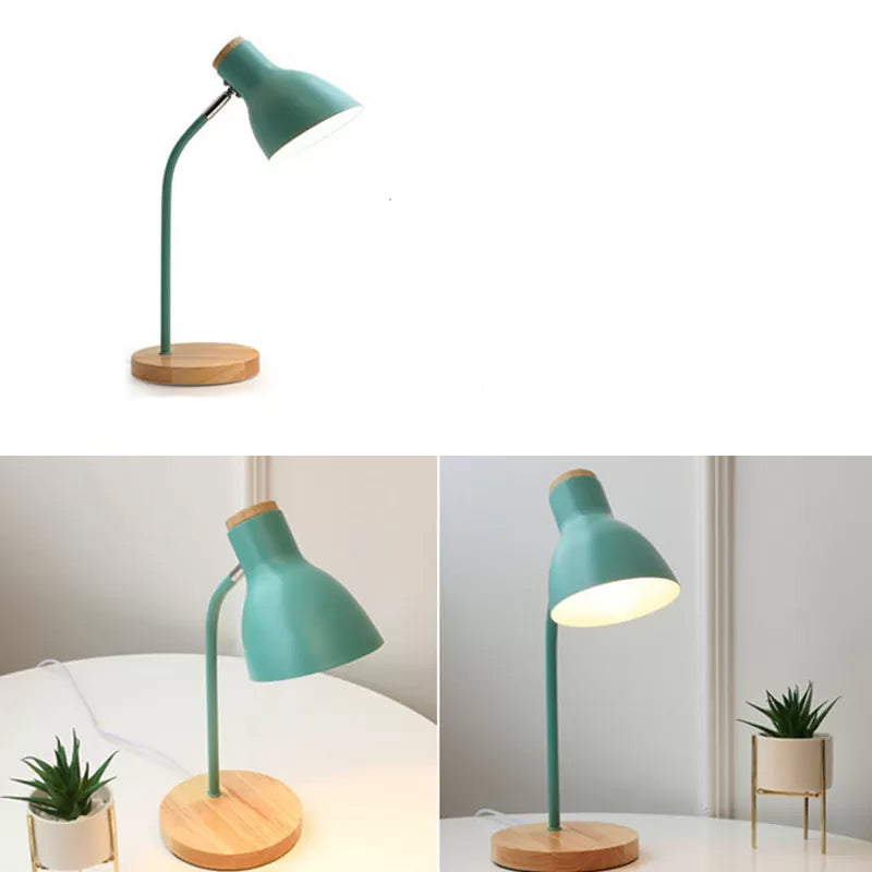 Svingbar Bordlampe i Macaron Farver med Metal Skærm