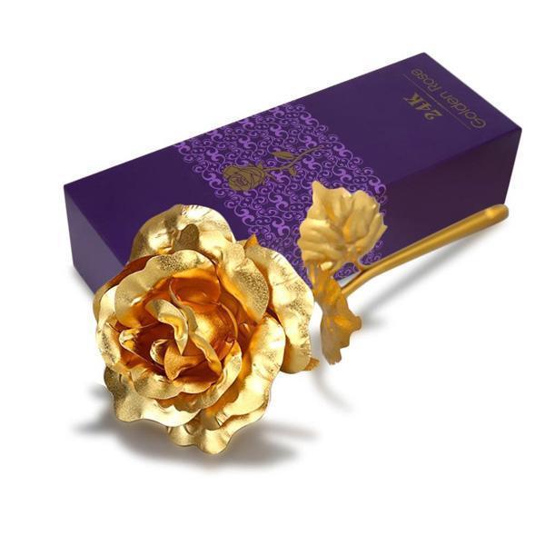 24K Guldbelagt Rose med Gaveæske og Ægthedscertifikat
