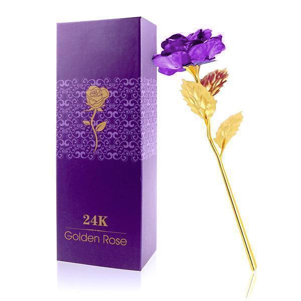 24K Guldbelagt Rose med Gaveæske og Ægthedscertifikat