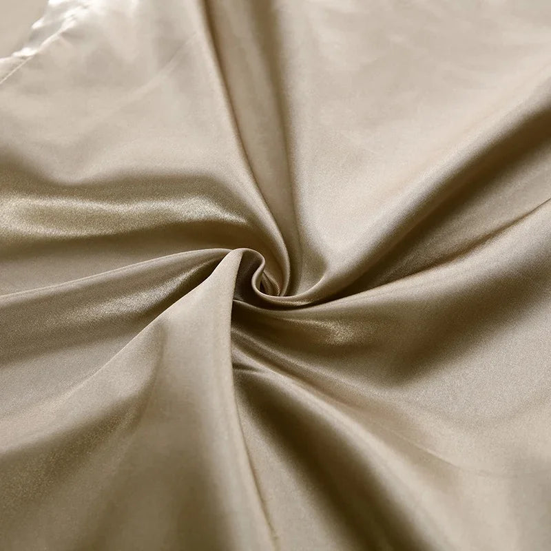 Luksus Silk Satin Sengetøj Sæt med Dynebetræk og Pudebetræk