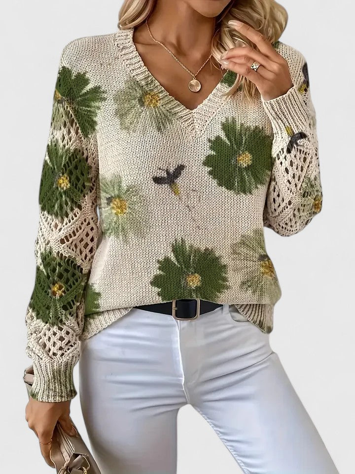 Mae™ | Elegant Sweater med Blomster Mønster