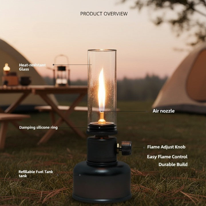 Justerbar Gas Flamme Bordlampe i Aluminium