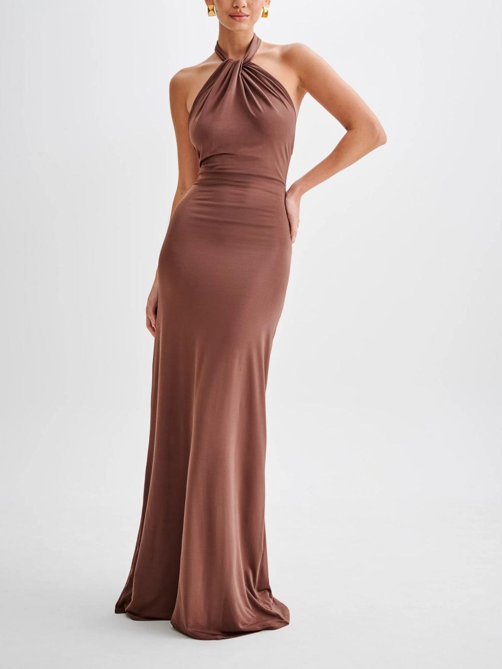 Kendra™ | Slinky Halter Maxi Kjole
