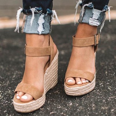 Jasmin | Dame Forårs Wedge Sandaler Med Åben Tå