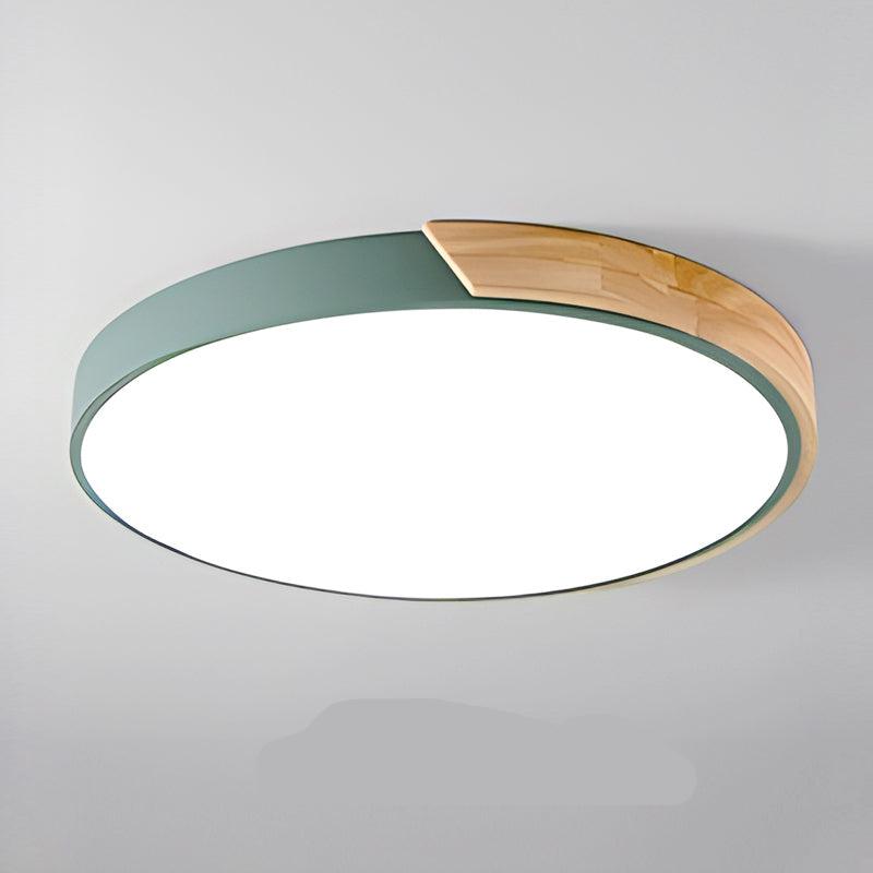 Træ Rund Loftlampe med Peberkage-design