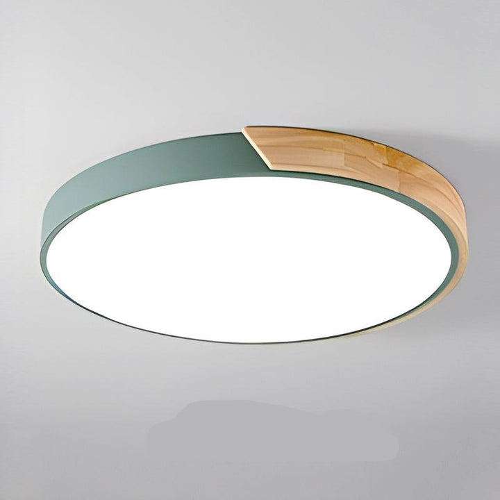 Træ Rund Loftlampe med Peberkage-design