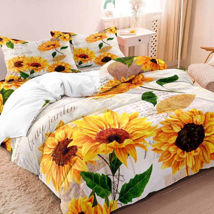 Solsikke Duvet Cover Sæt i Blødt Stof med Pudebetræk