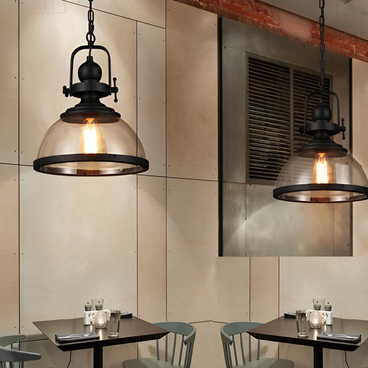 Industriel Glas Pendel Lysekrone med Skålformet Design