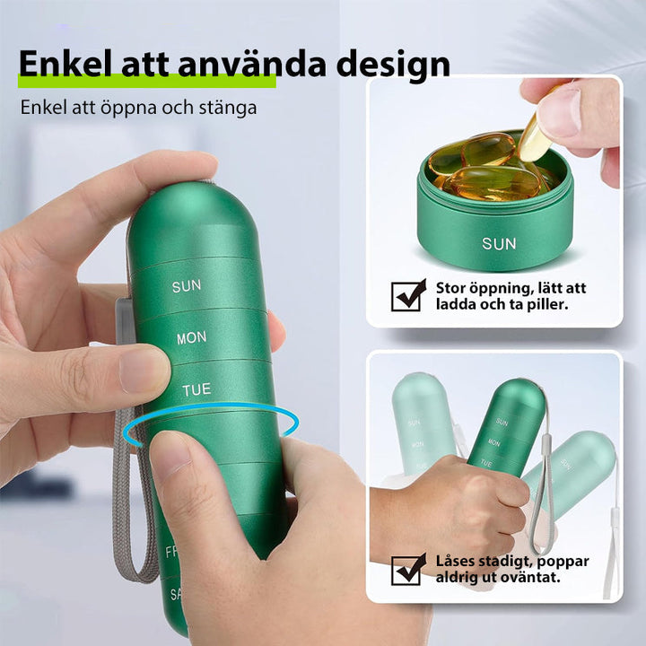 Bærbar 7-dages Pilleorganisator i Aluminium med Vandtæt Design