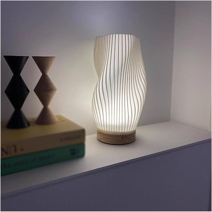 Dimmbar Plisseret Bordlampe med USB og Justerbart Lys