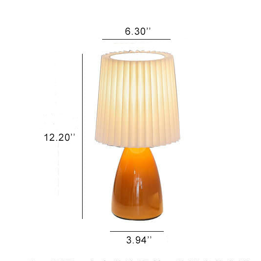 Plisseret Bordlampe med Glasfod - Skandinavisk Design