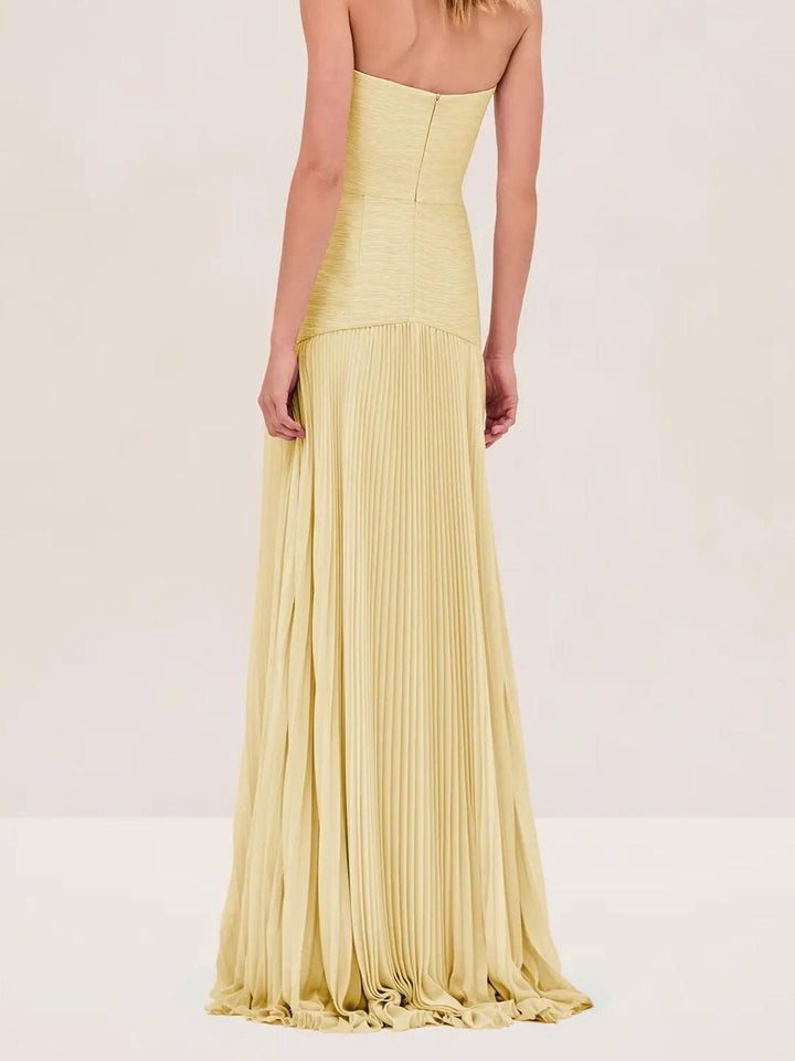 Sage | Kvinders Strapless Plisseret Maxi Kjole Formelt Aften Gown