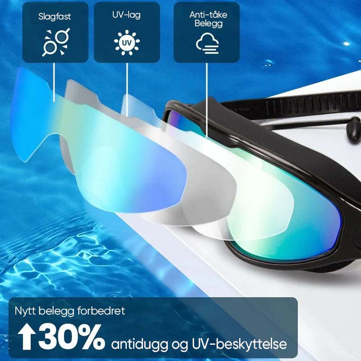 Anti-Dug Silikone Svømmegoggles med 180-Graders Udsigt