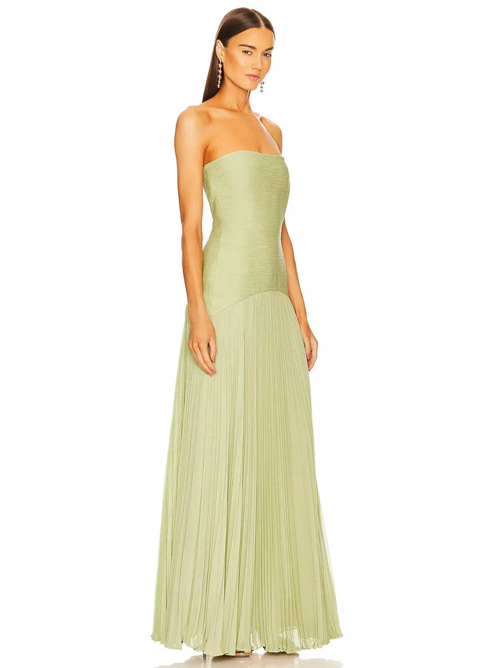 Sage | Kvinders Strapless Plisseret Maxi Kjole Formelt Aften Gown
