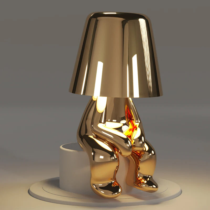 Guld Tænker Mand Bordlampe med Touchkontrol