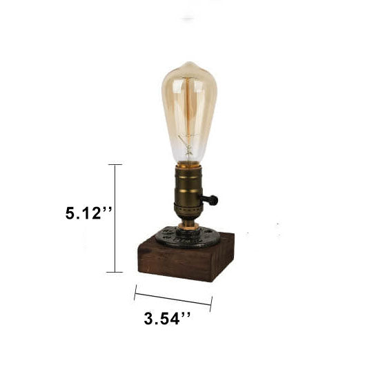 Industriel Jern Bordlampe med Fyrretræs Accent