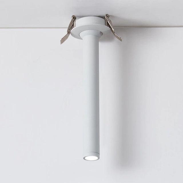 Lang Cylinder LED Spotlys i Nikkel med Varmt Hvidt Lys