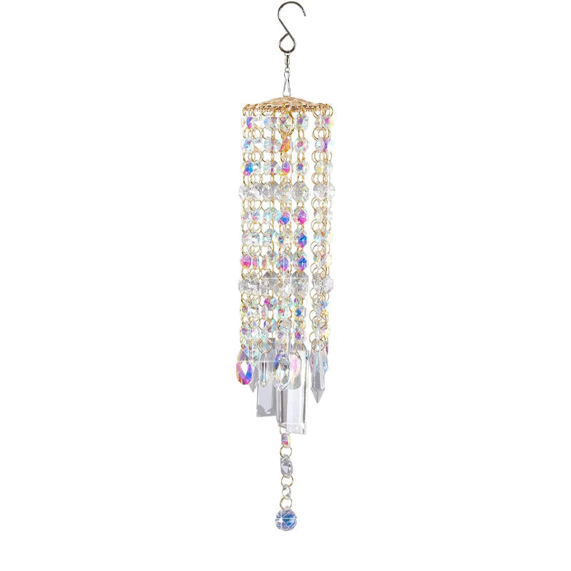 Krystal Glas Vindklokke med Farverige Perler