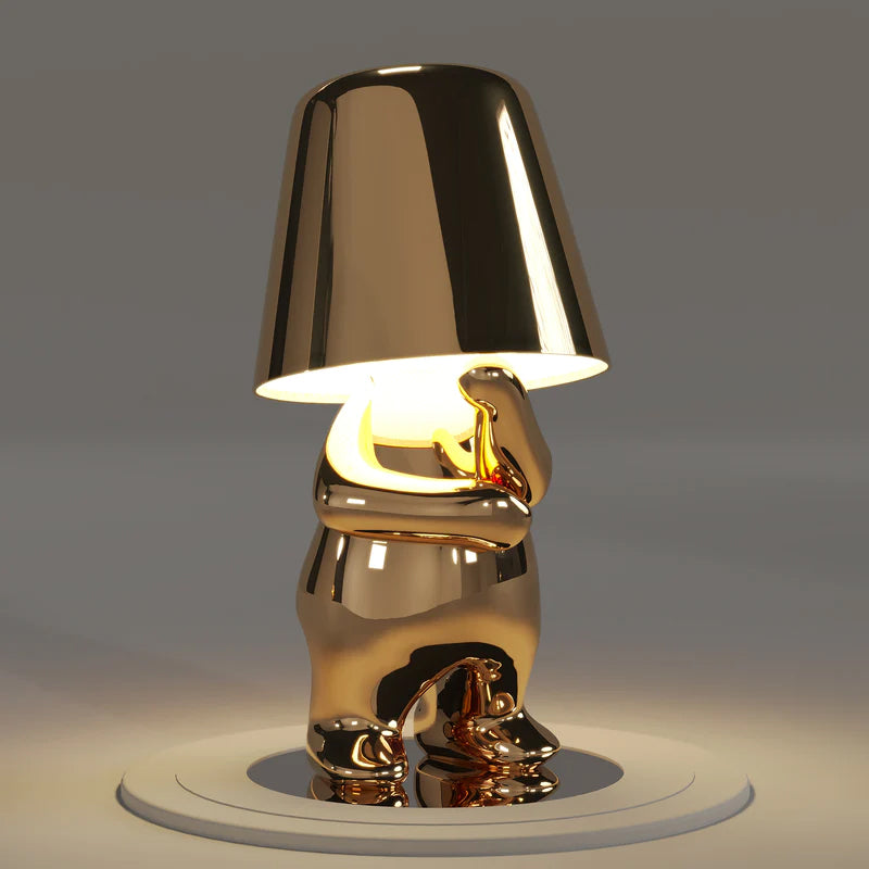 Guld Tænker Mand Bordlampe med Touchkontrol