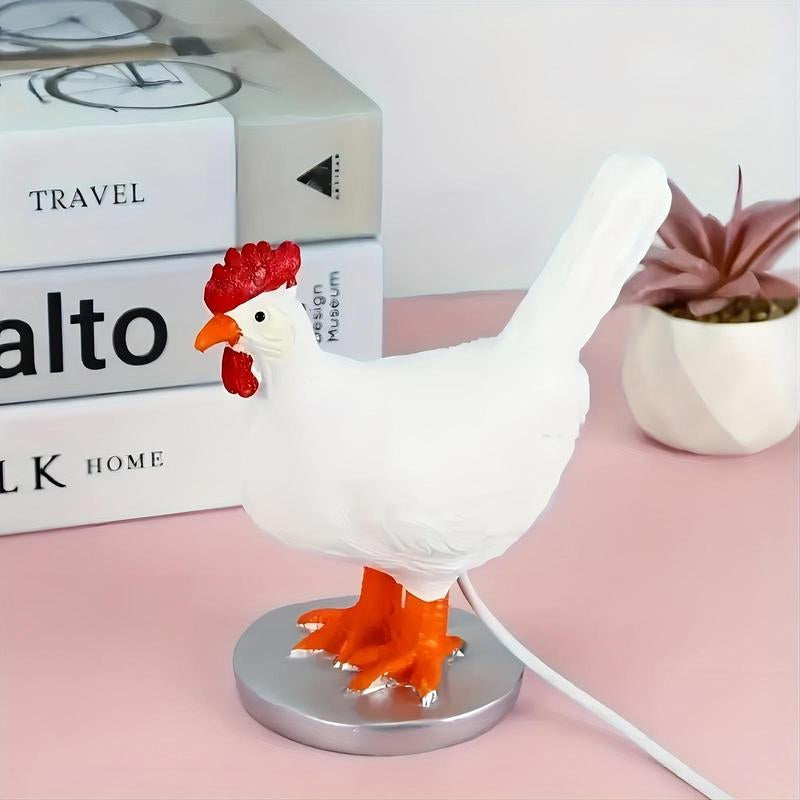 Høne- og Andebordlampe i Harpiks med USB-drift