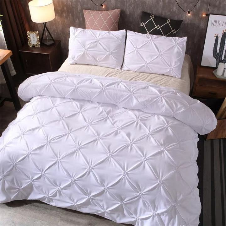 Pintuck Duvet Cover Sæt i Mikrofiber - 3 Stykker