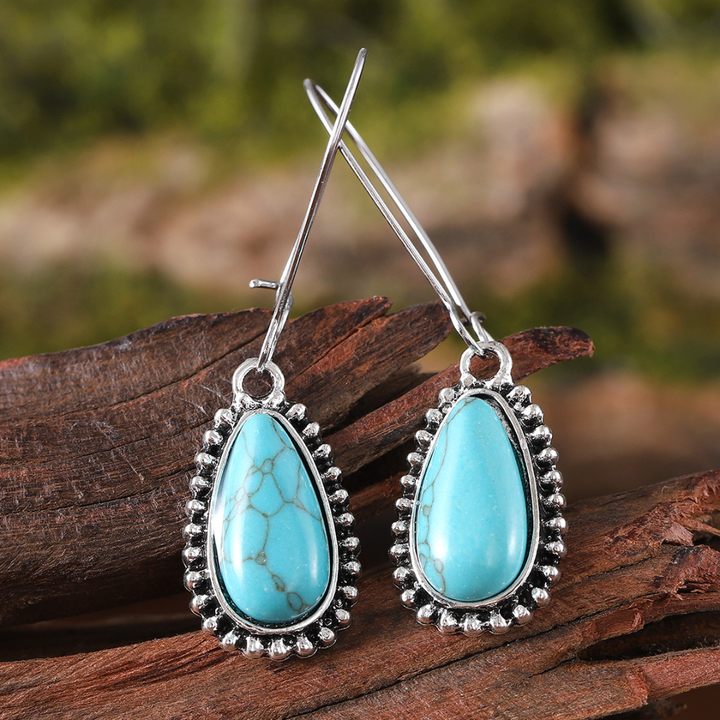 Vintage Sølv Turquoise Dråbeøreringe