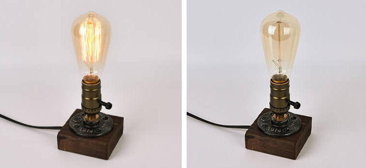 Industriel Jern Bordlampe med Fyrretræs Accent