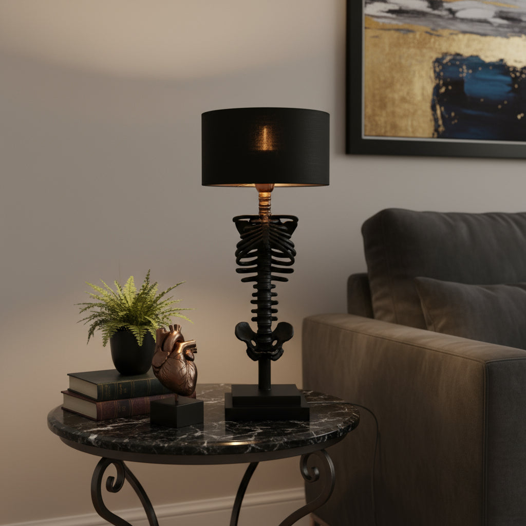 Håndlavet Skeleton Bordlampe i Guld og Kobber