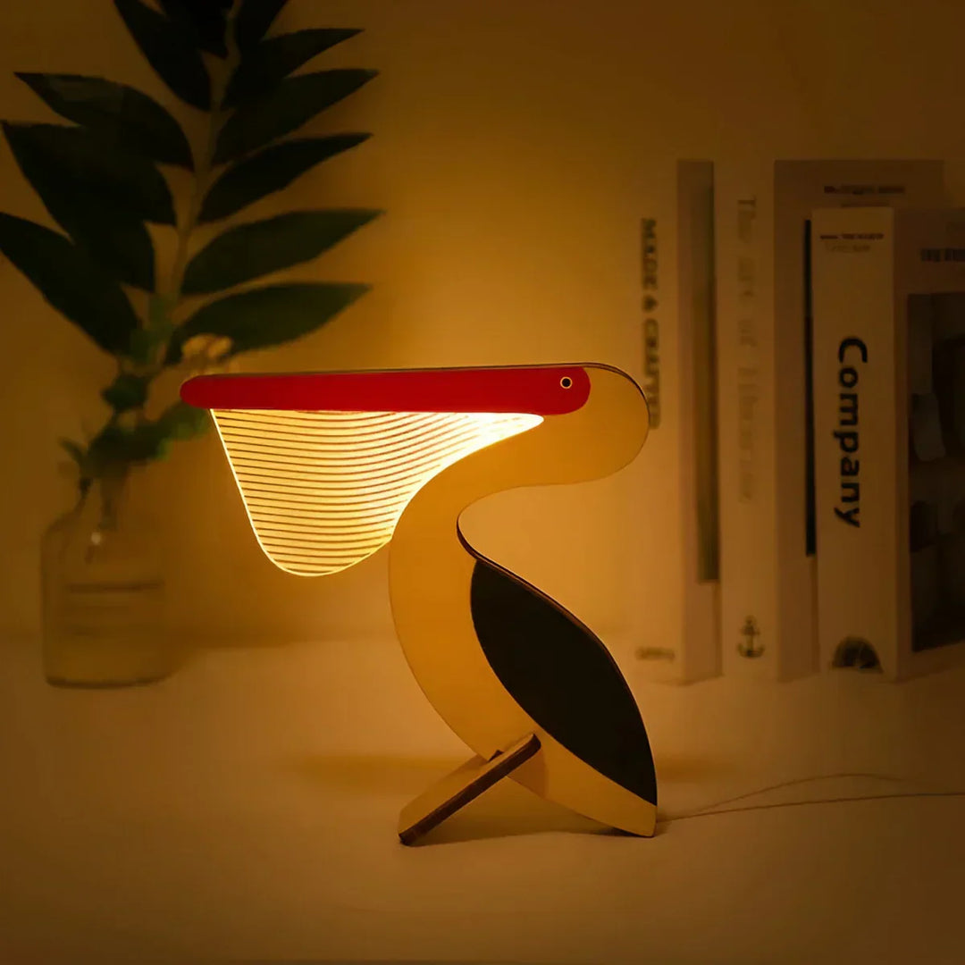 Trædyr Figur Bordlampe med Varm Glød og Legende Design