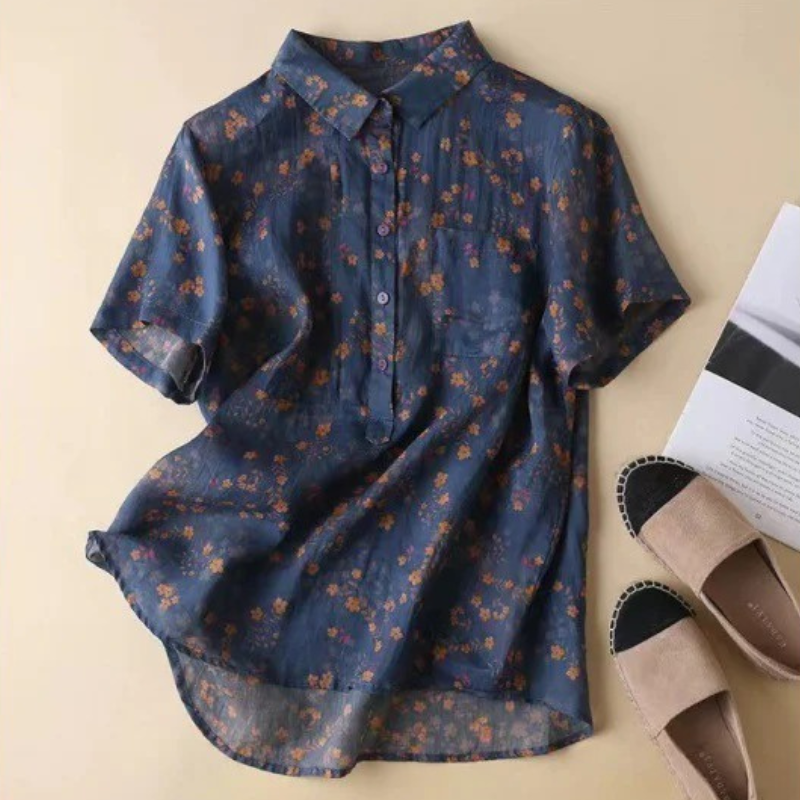 Annette™ | Blomster Halv-Placket Skjorte