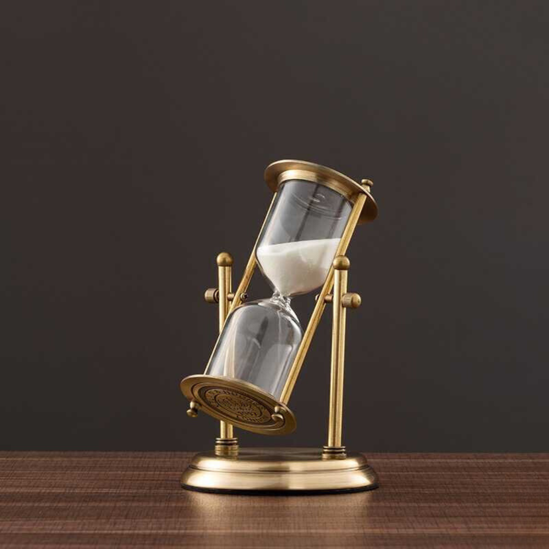 Antik Messing Timeglas med Lilla Sand - Vintage Design