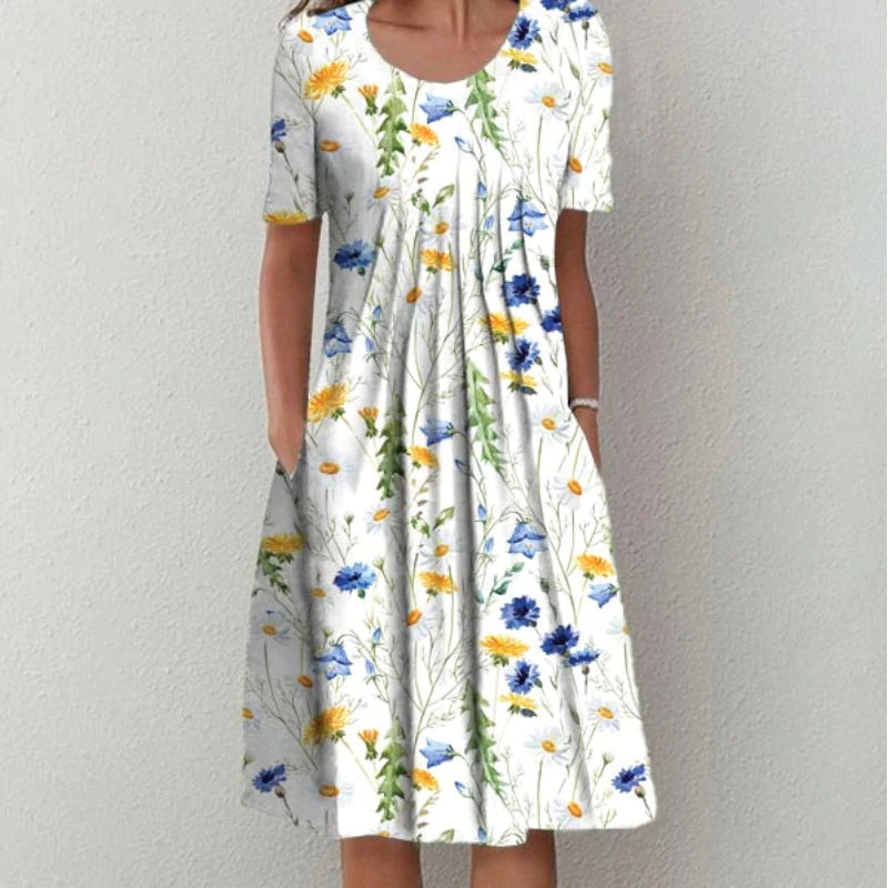 Gwendolyn™ | Stilfuld og Casual Blomsterkjole med Lommer