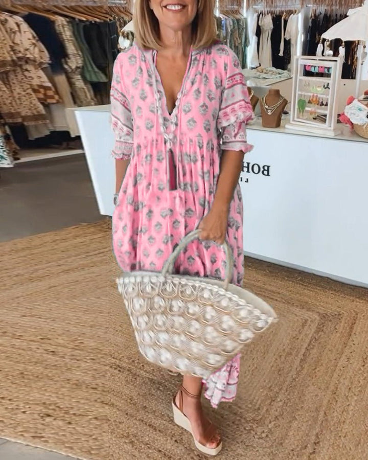 Audrey™ | Boho Midi Fringing Kjole