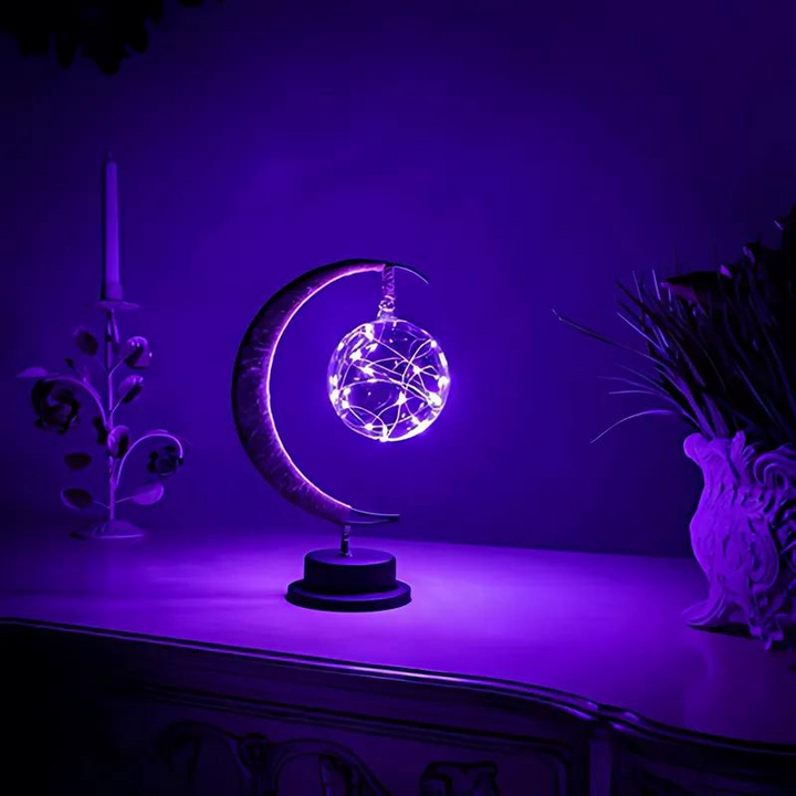 Elegant Glas LED Bordlampe med Månelys Design
