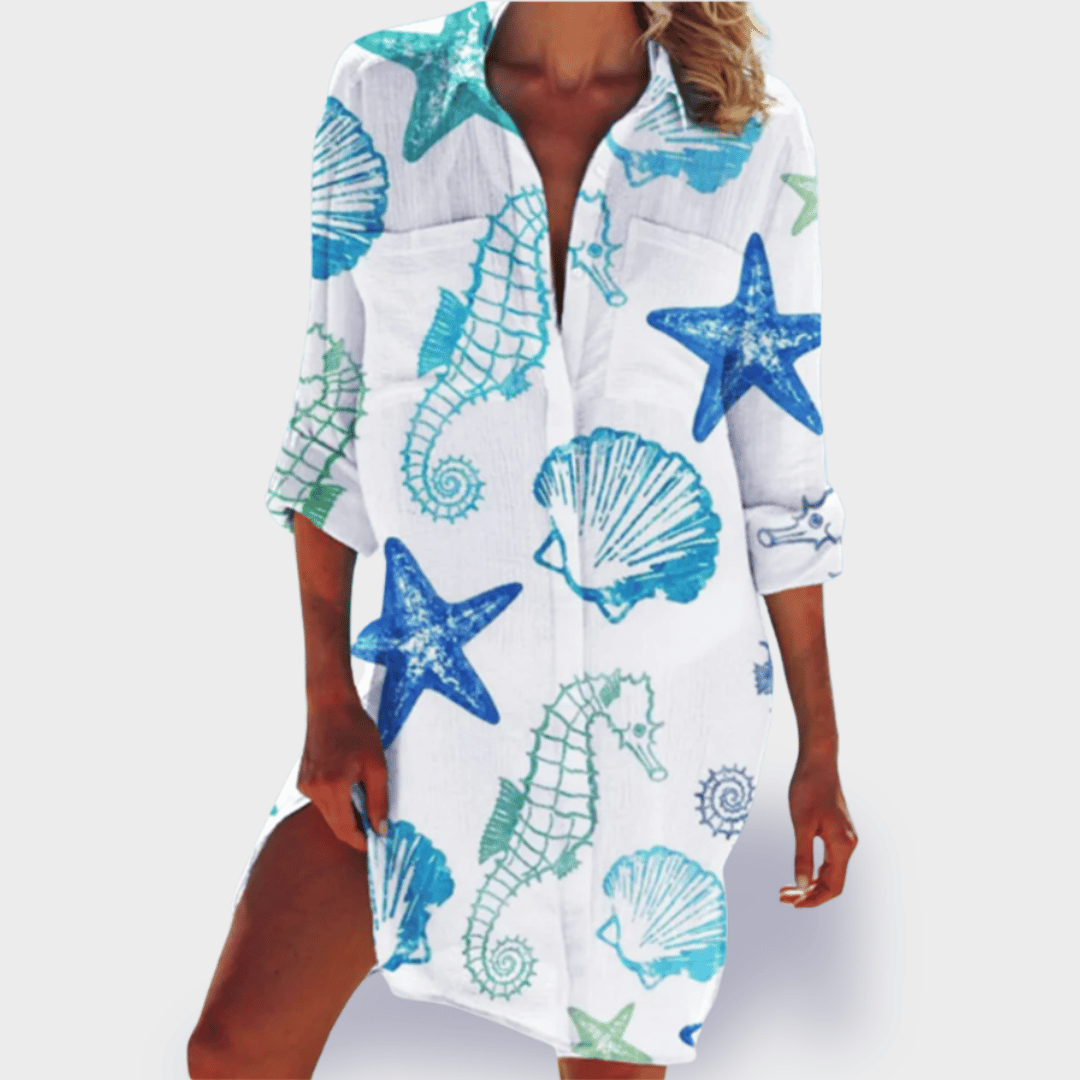 Grace | Kvinders Lette Farverige Draperet Kjole Casual Sommer