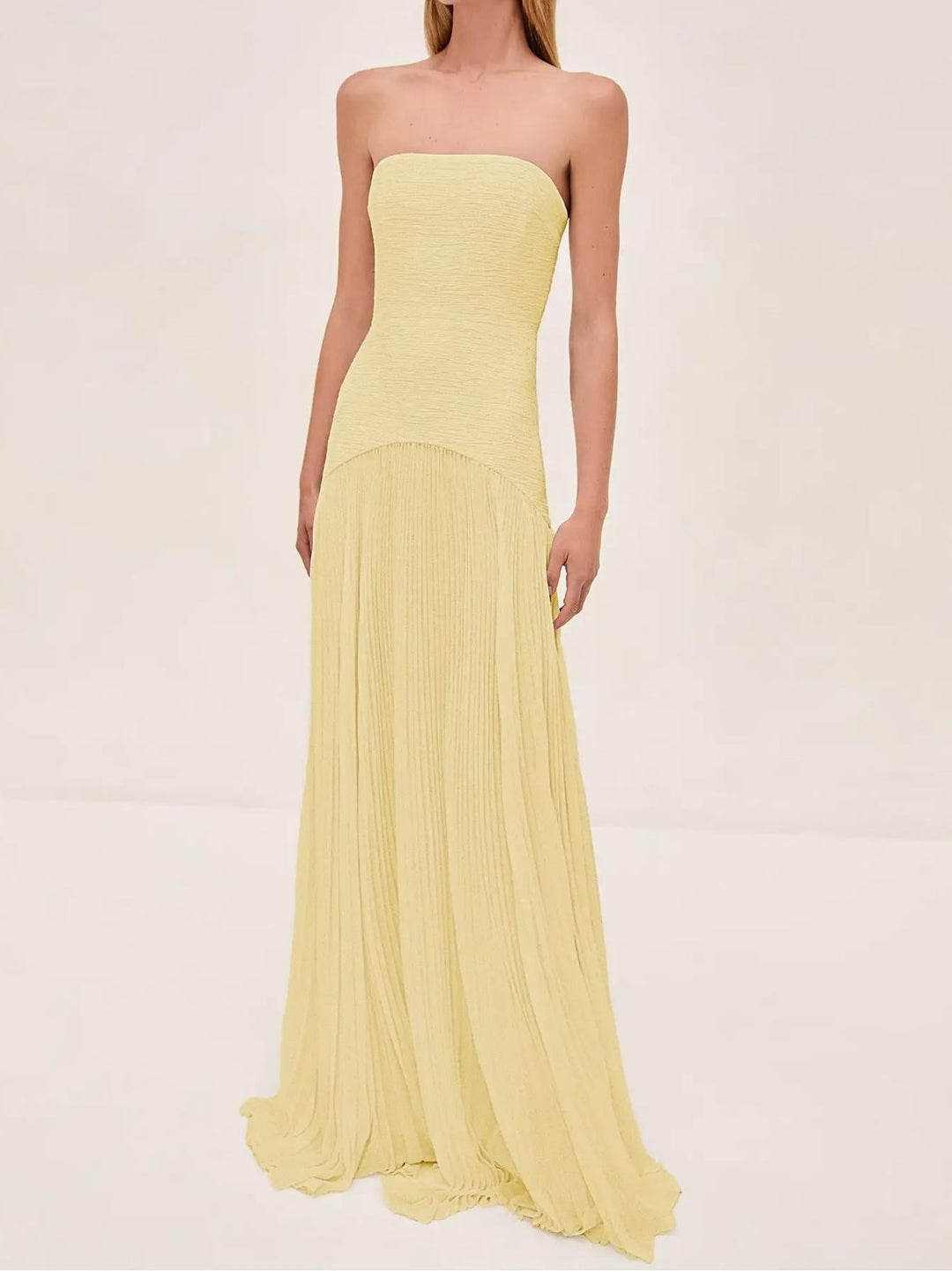 Sage | Kvinders Strapless Plisseret Maxi Kjole Formelt Aftenkjole