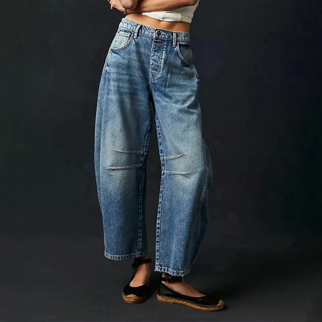 Fad | Kvinders Høj Talje Fad Ben Jeans Relaxed Fit Denim