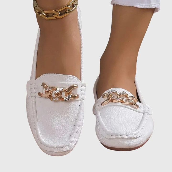 Regine | Dame Slip-On Loafer med Kettendetalje