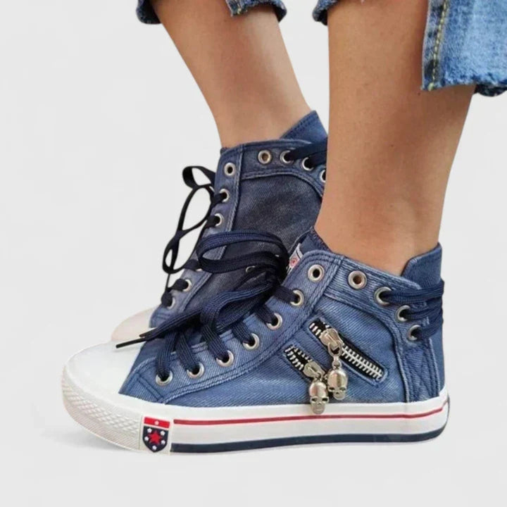 Michaela | Dame Denim Højt Skårne Sneakers