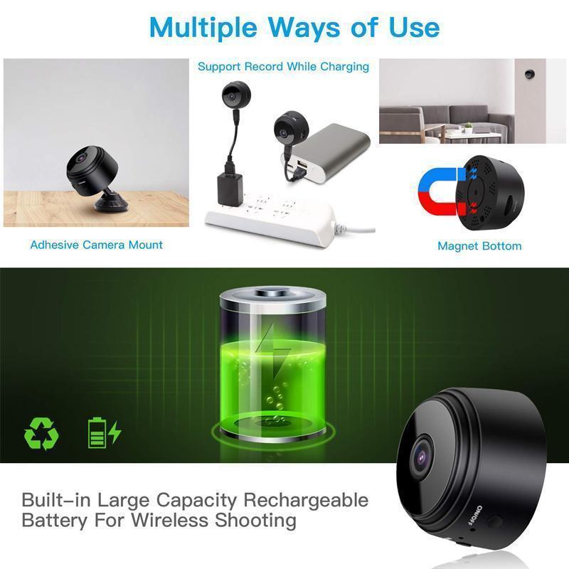 1080p WiFi Mini Sikkerhedskamera med Nattesyn og Magnetisk Base