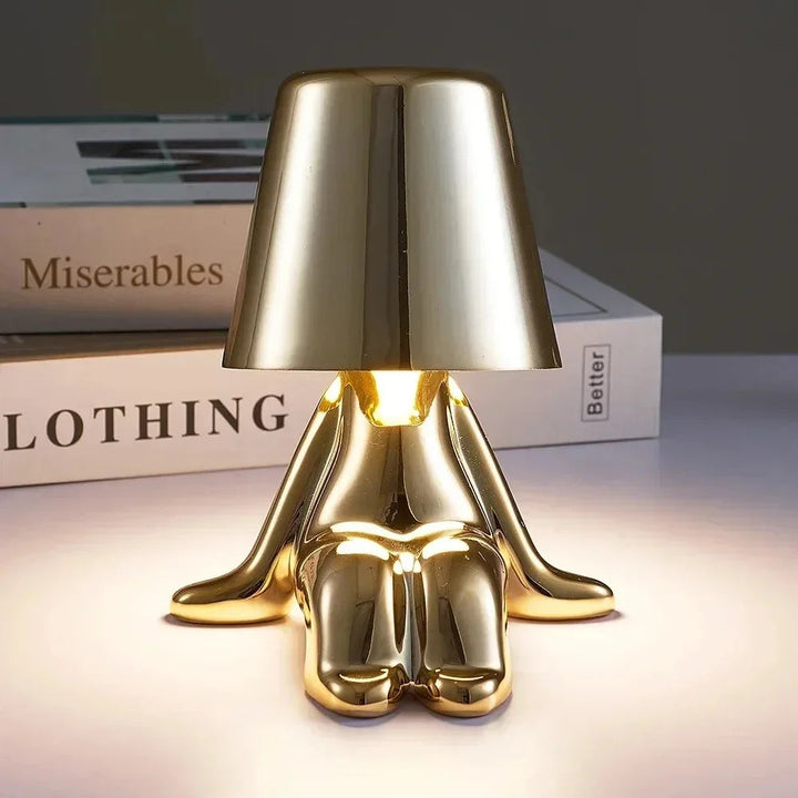 Guldfarvet Bordlampe med Industrielt Design