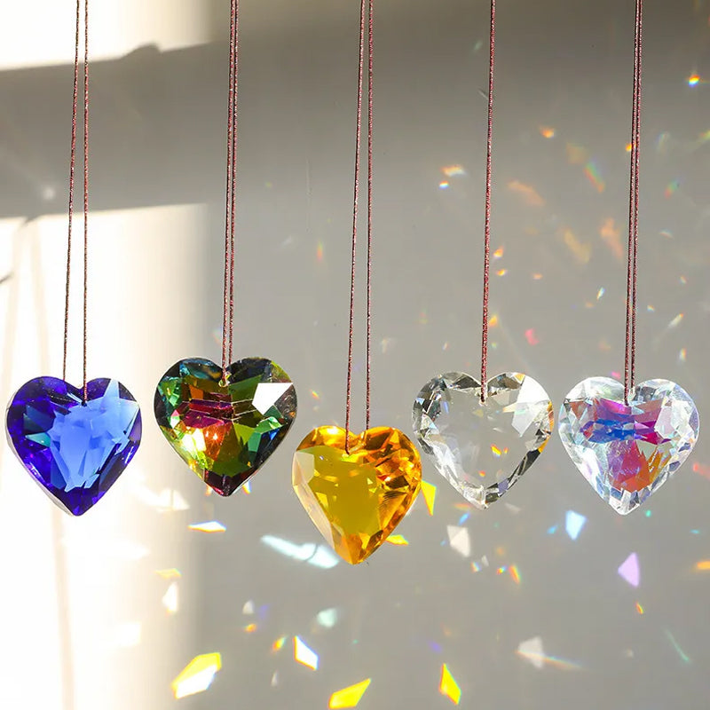 Hjerteformet K9 Krystal Solfanger med Regnbueeffekt