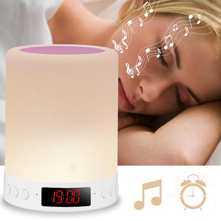 Bluetooth Højttaler med LED Lampe og Vækkeur