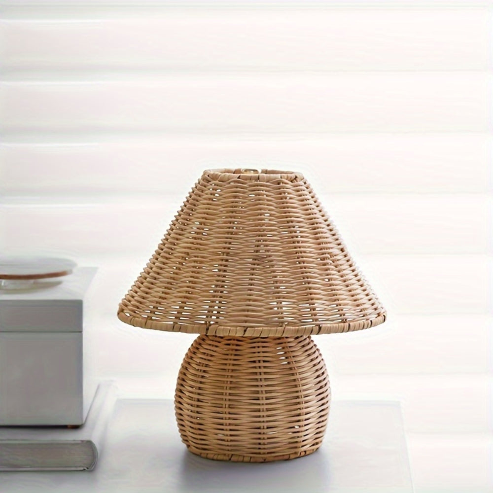 Håndlavet Rattan Bordlampe med Varm Belysning