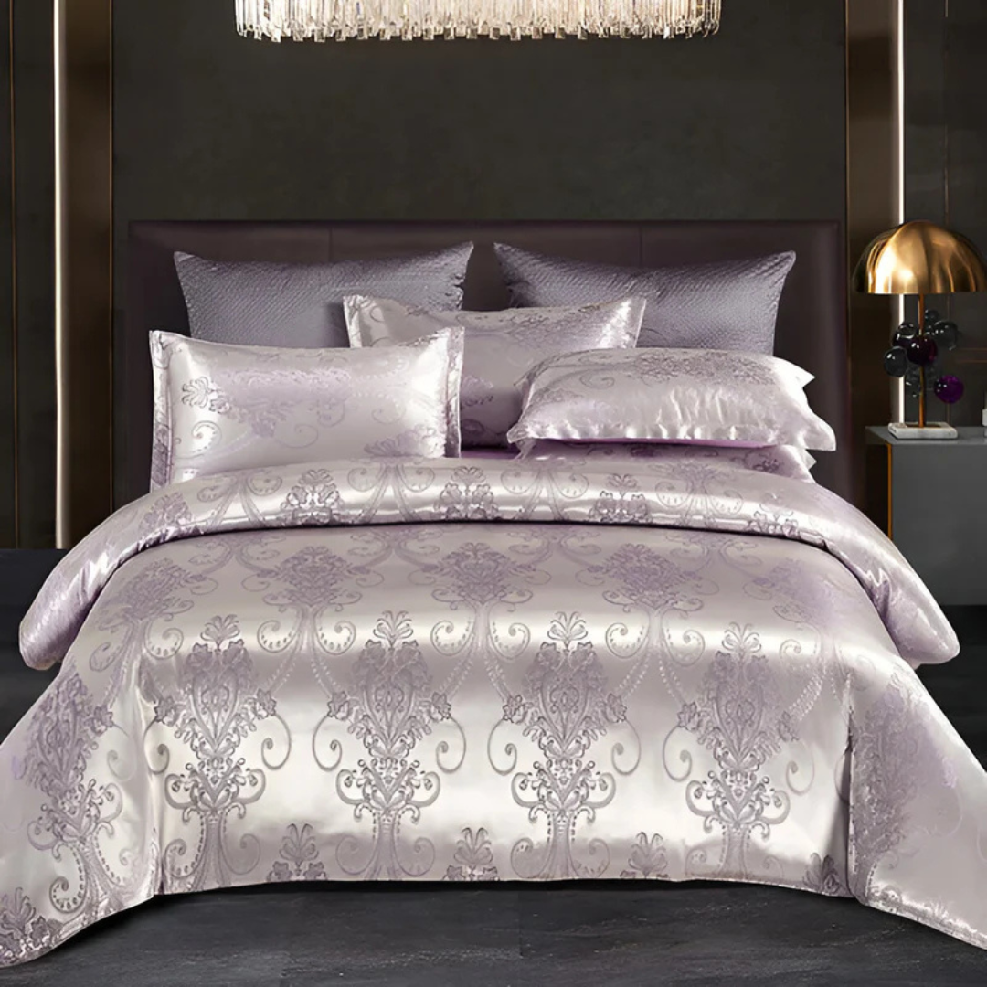 Luksus Satin Dynebetræk Sæt med Jacquard Design
