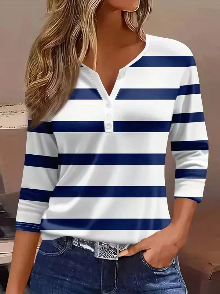 Amelia™ | Stribet V-Hals Top